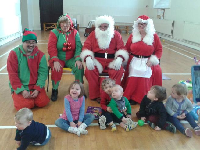 Santa, Mrs. Claus and Elves make a surprise visit to the Mother and Toddler Group in the Community Hall, Julianstown